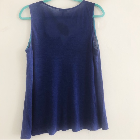 Cobalt Blue Top w/ Turquoise Geometric Print | L - Picture 3 of 5